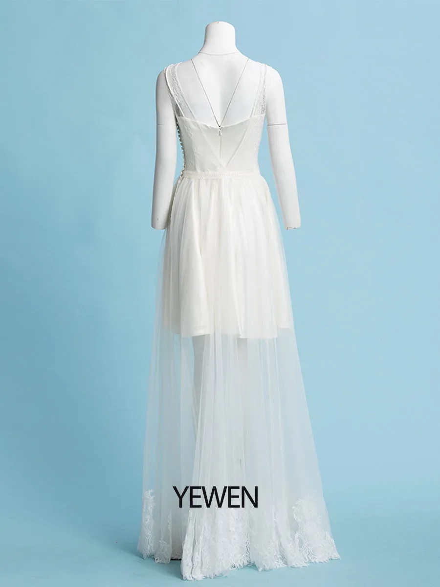 Off White Bohemian Bridal Gown Minimalist Boho Beach Wedding Dress