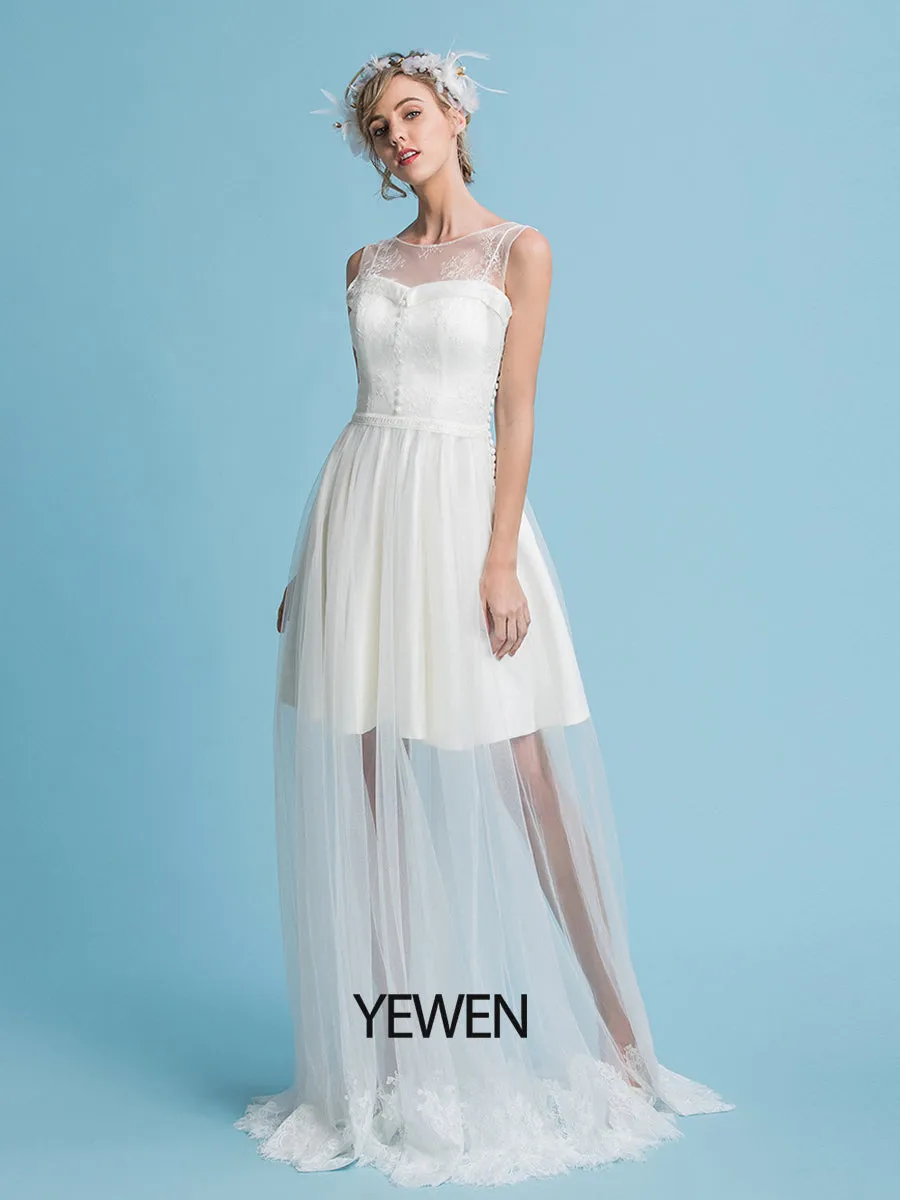 Off White Bohemian Bridal Gown Minimalist Boho Beach Wedding Dress