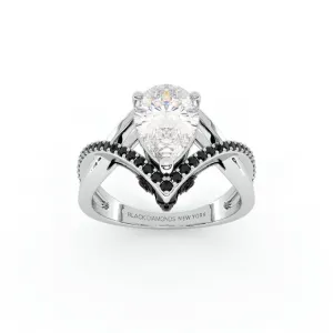 Only You- 1.5 Carat Pear Cut Diamond Skull & Roses Wedding Ring