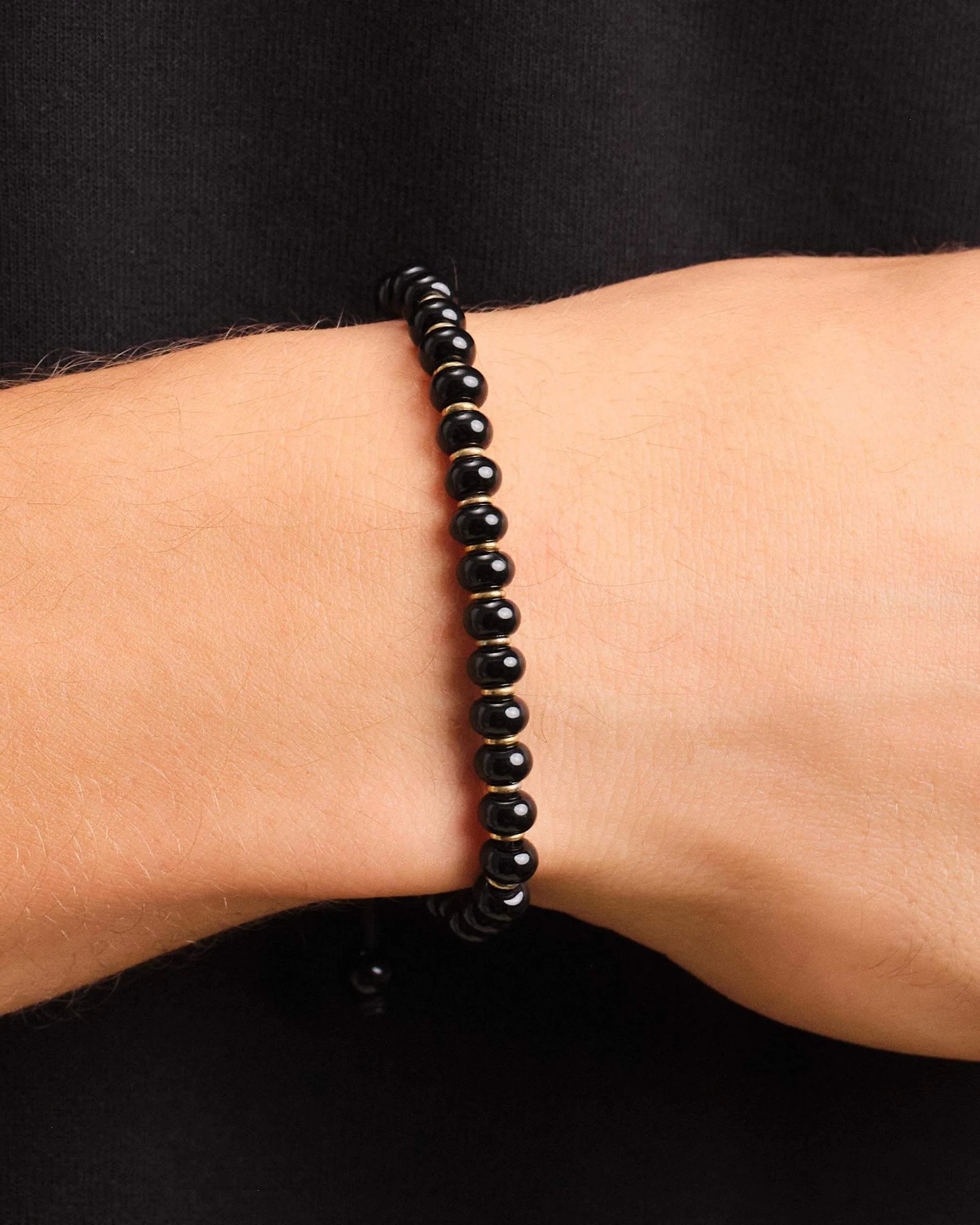 Onyx Beaded Bracelet - Gold