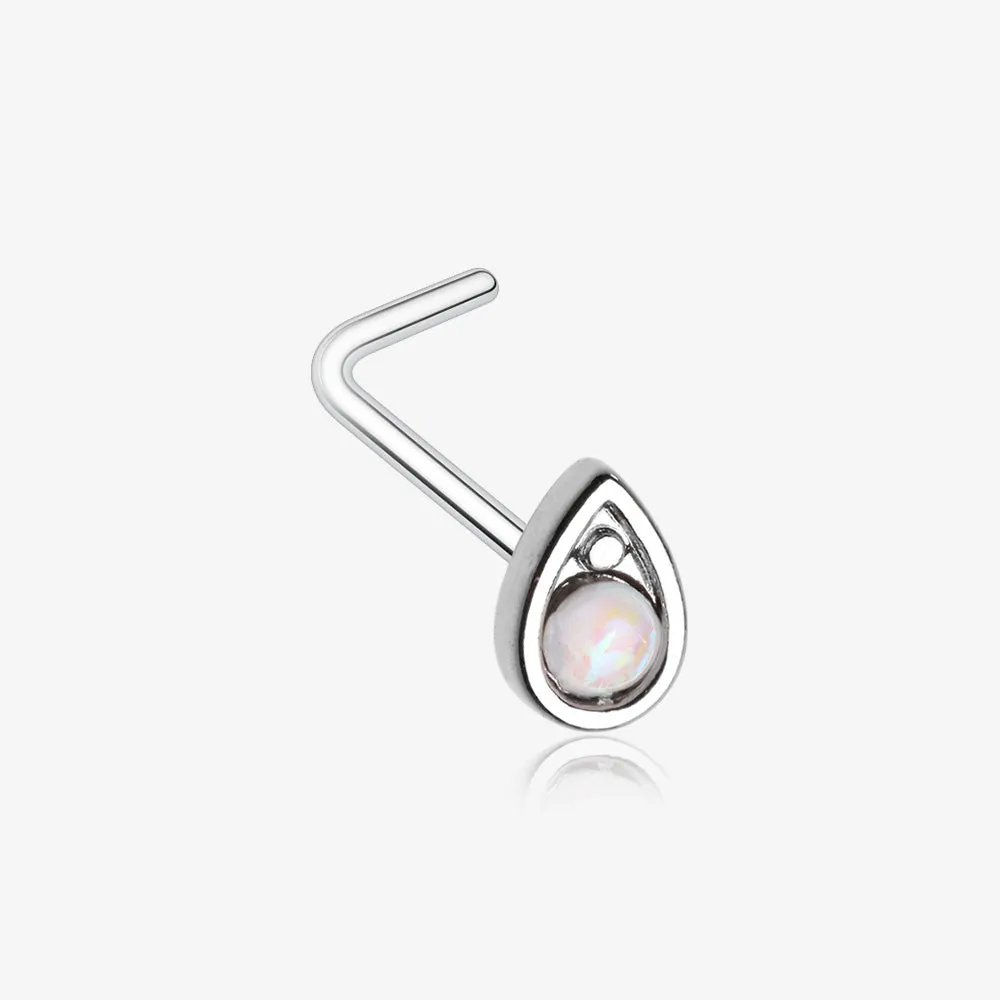 Opalescent Teardrop Sparkle L-Shaped Nose Ring