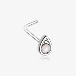Opalescent Teardrop Sparkle L-Shaped Nose Ring