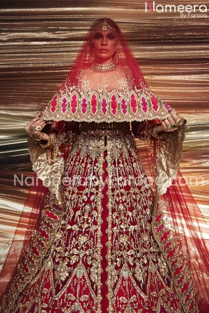 Pakistani Embellished Red Lehenga Bridal Wear #BN164
