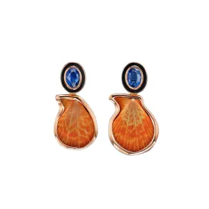 Palm Beach Orange Clam Shell & Kyanite Earrings