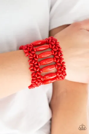 Paparazzi - Barbados Beach Club - Red Wood Bracelet