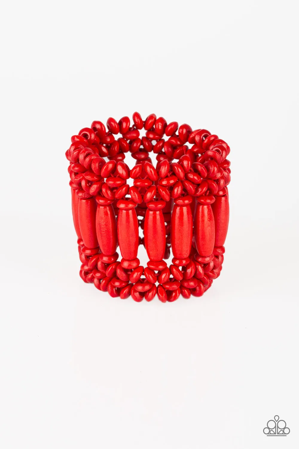 Paparazzi - Barbados Beach Club - Red Wood Bracelet