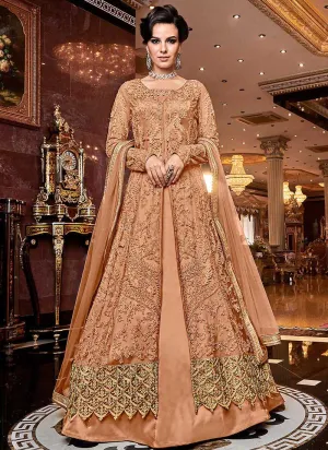 Peach and Gold Heavy Embroidered Lehenga