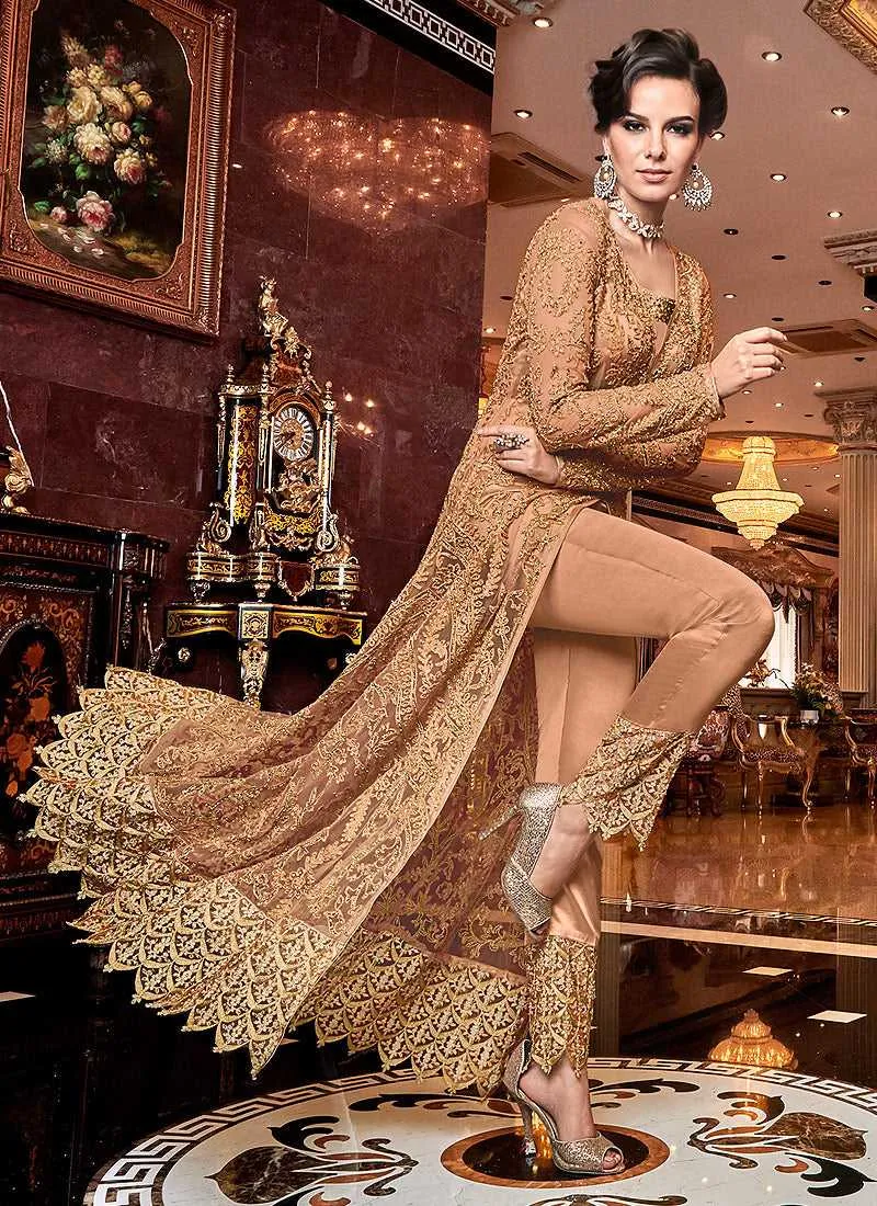 Peach and Gold Heavy Embroidered Lehenga