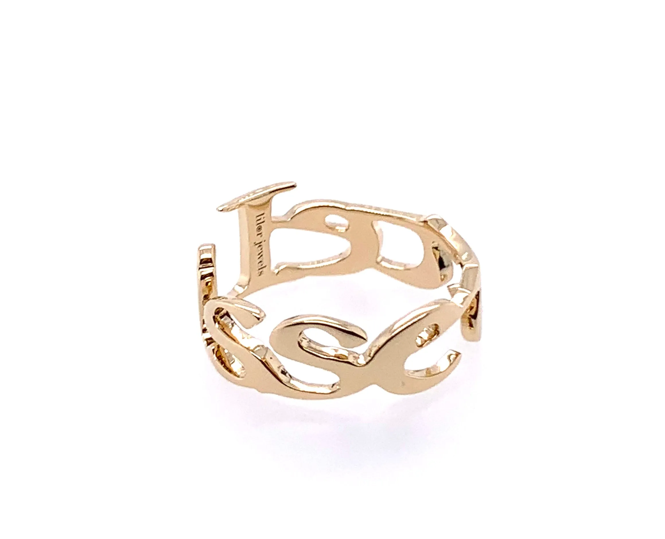 Personalized Gothic Gold Name Ring
