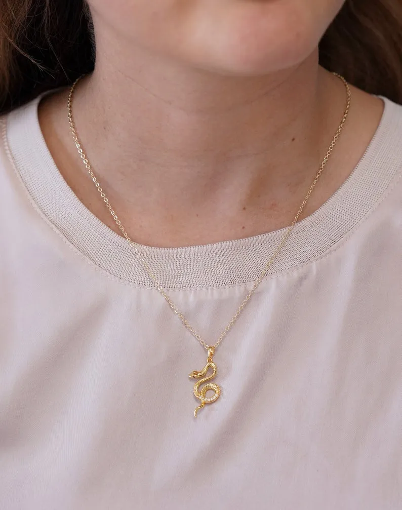 Phoebe Cubic Zirconia Snake Necklace
