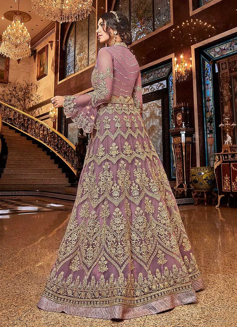 Pink and Gold Heavy Embroidered Lehenga
