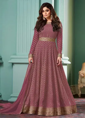 Pink Embroidered Floor touch Anarkali