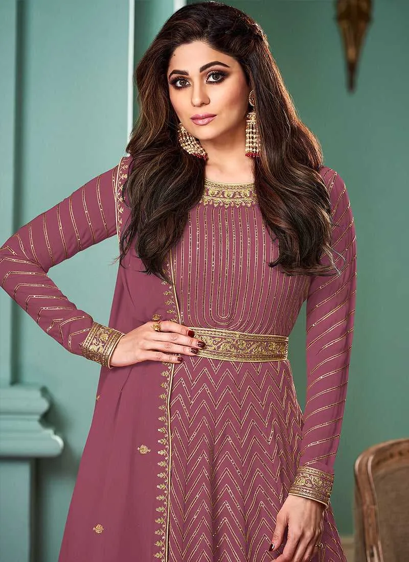Pink Embroidered Floor touch Anarkali