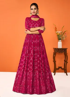 Pink Heavy Embroidered Floor touch Kalidar Anarkali