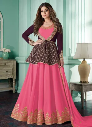 Pink Heavy Embroidered Purple Color Jacket Style Suit