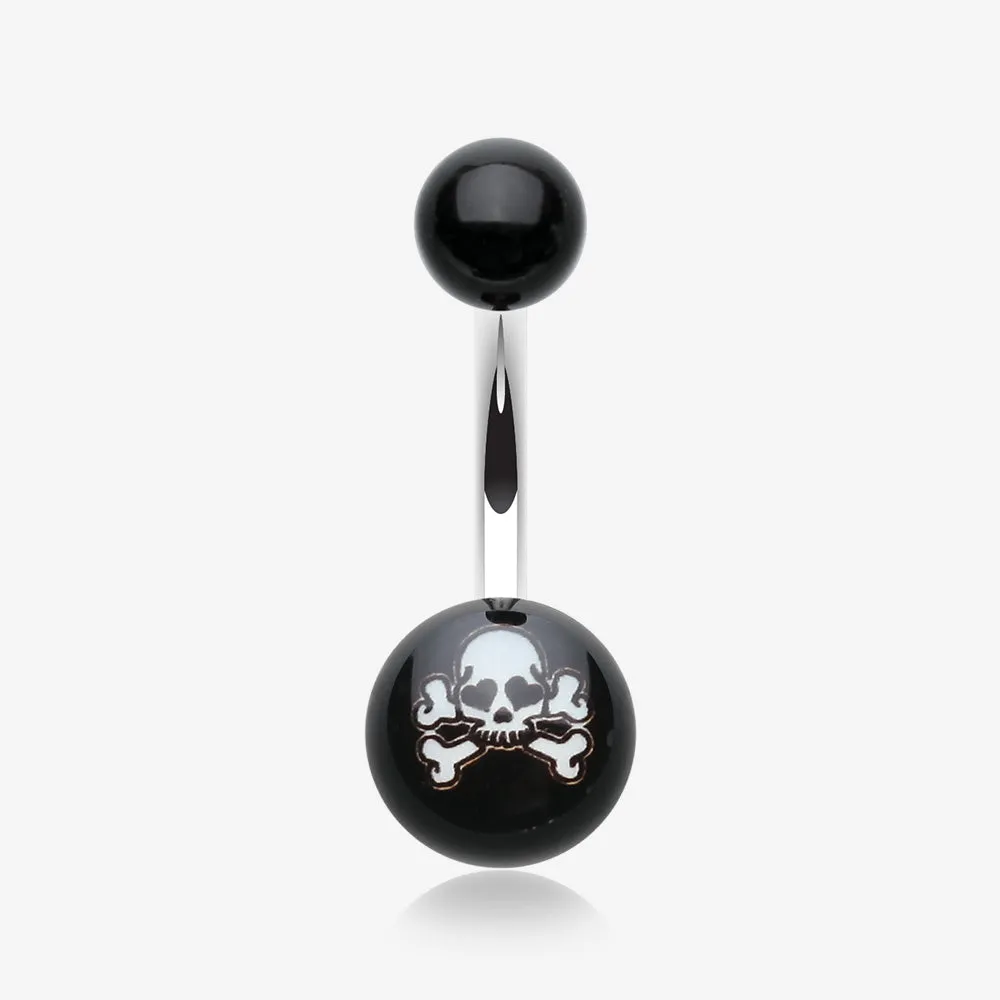 Pirate Skull Acrylic Logo Belly Button Ring