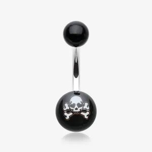 Pirate Skull Acrylic Logo Belly Button Ring