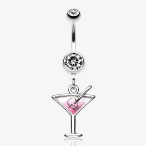Poison Skull Martini Glass Belly Ring