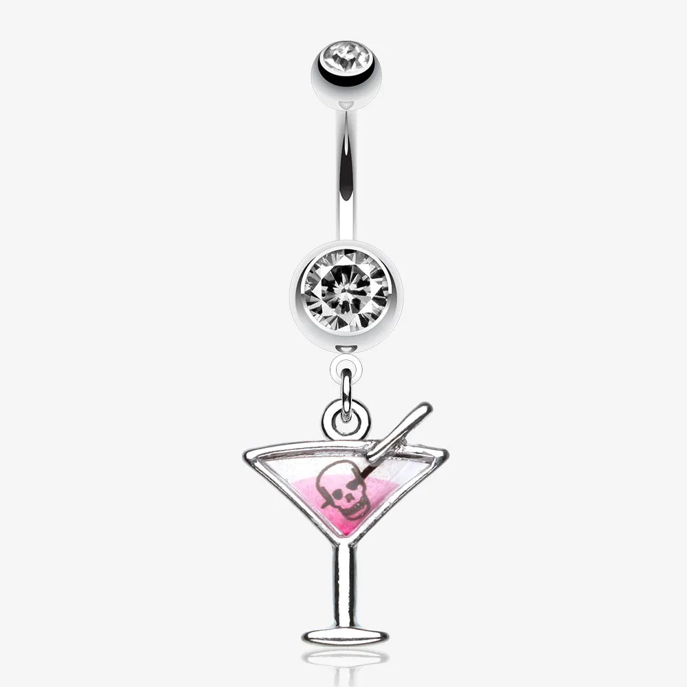 Poison Skull Martini Glass Belly Ring
