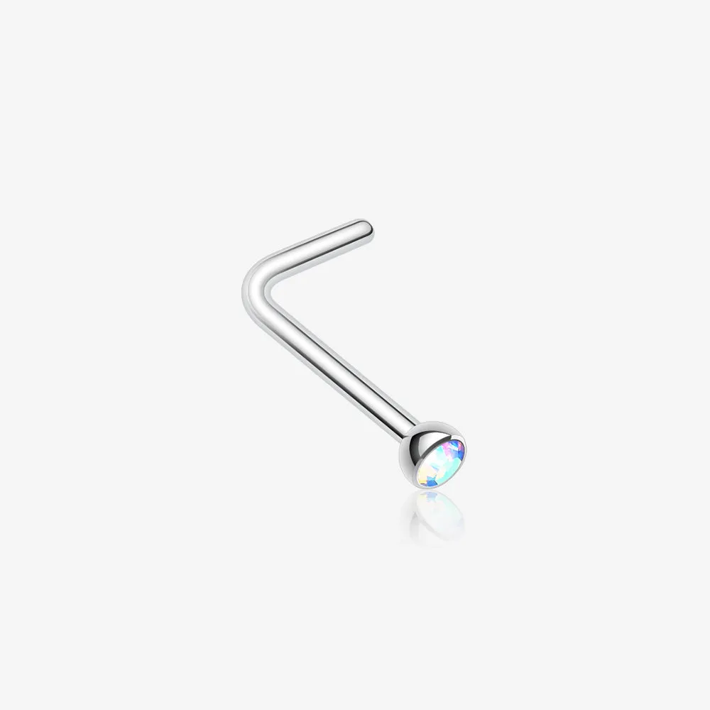 Press Fit Gem Top L-Shaped Nose Ring