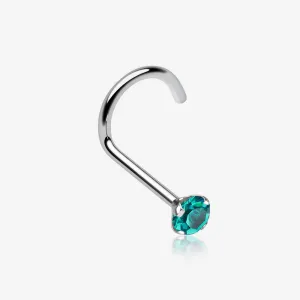 Prong Set Gem Top Steel Nose Screw Ring