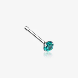 Prong Set Gem Top Steel Nose Stud Ring