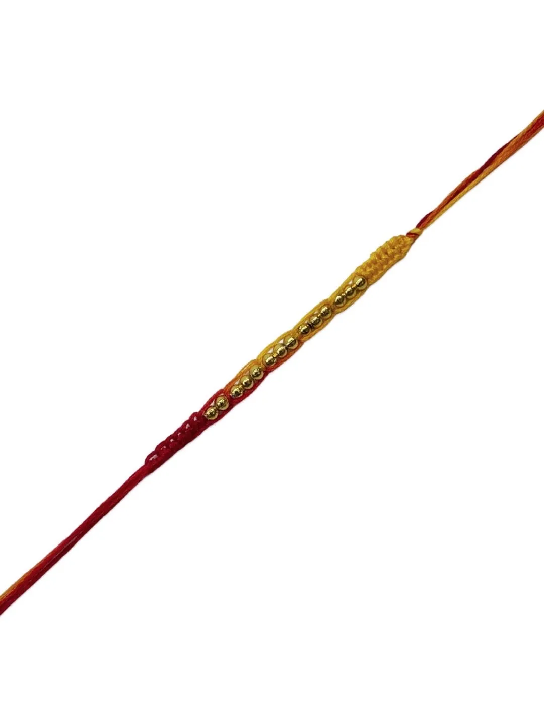 (Rakhi Set of 3) Simple Golden Beaded Rakhi Criss Cross Mauli Thread Rakhi For Raksha Bandhan
