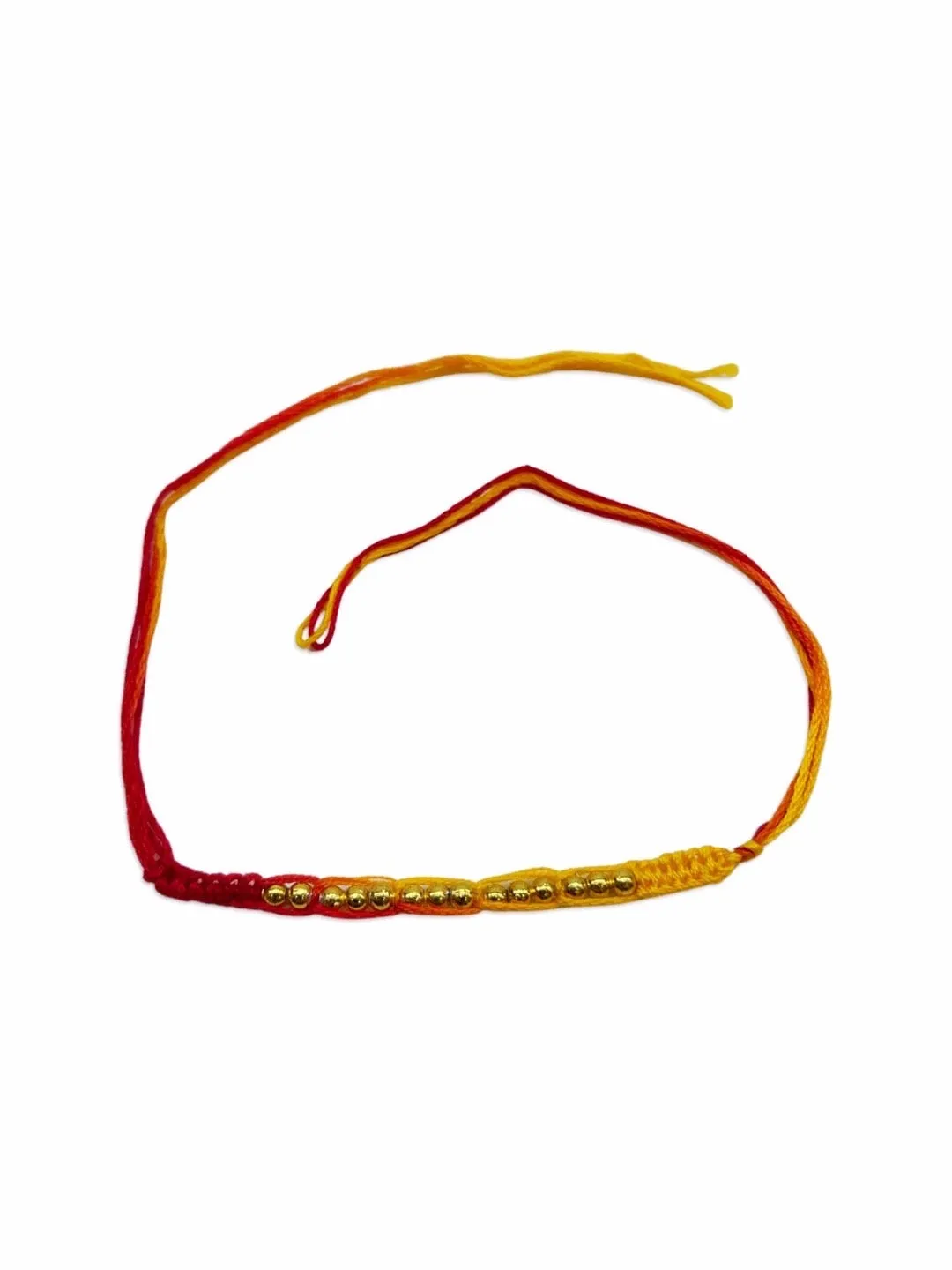 (Rakhi Set of 3) Simple Golden Beaded Rakhi Criss Cross Mauli Thread Rakhi For Raksha Bandhan