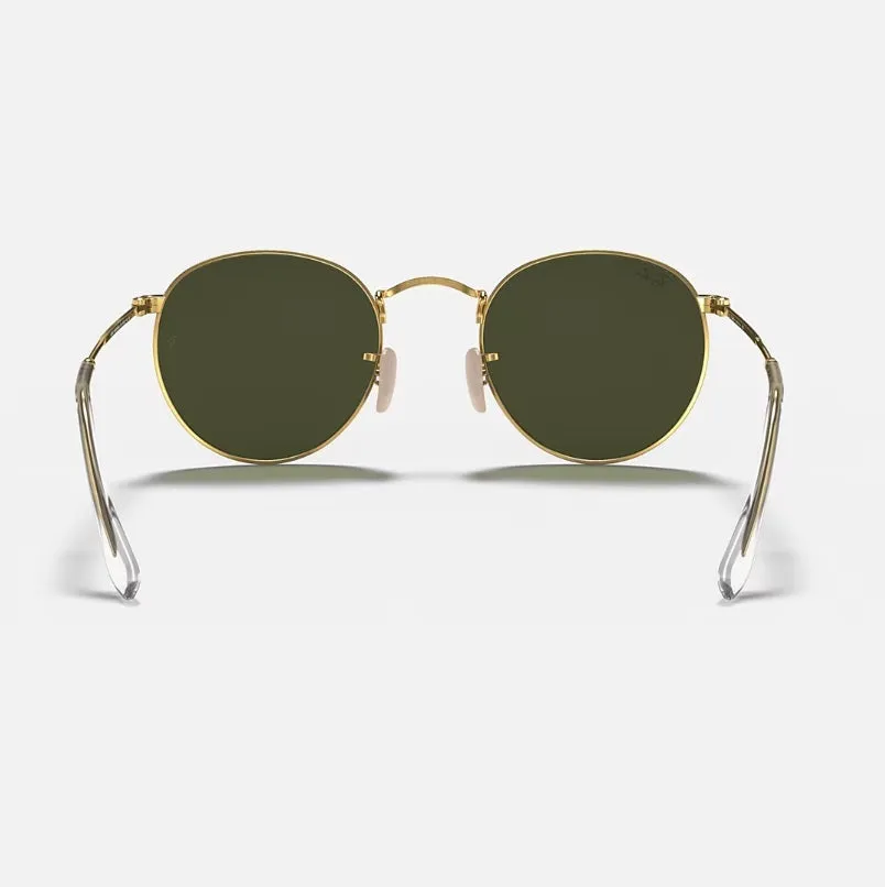 RAY-BAN Round Metal Sunglasses - Gold - Crystal Green Lens