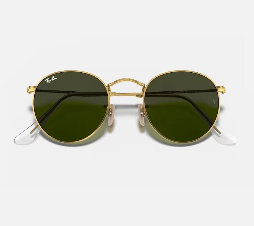 RAY-BAN Round Metal Sunglasses - Gold - Crystal Green Lens