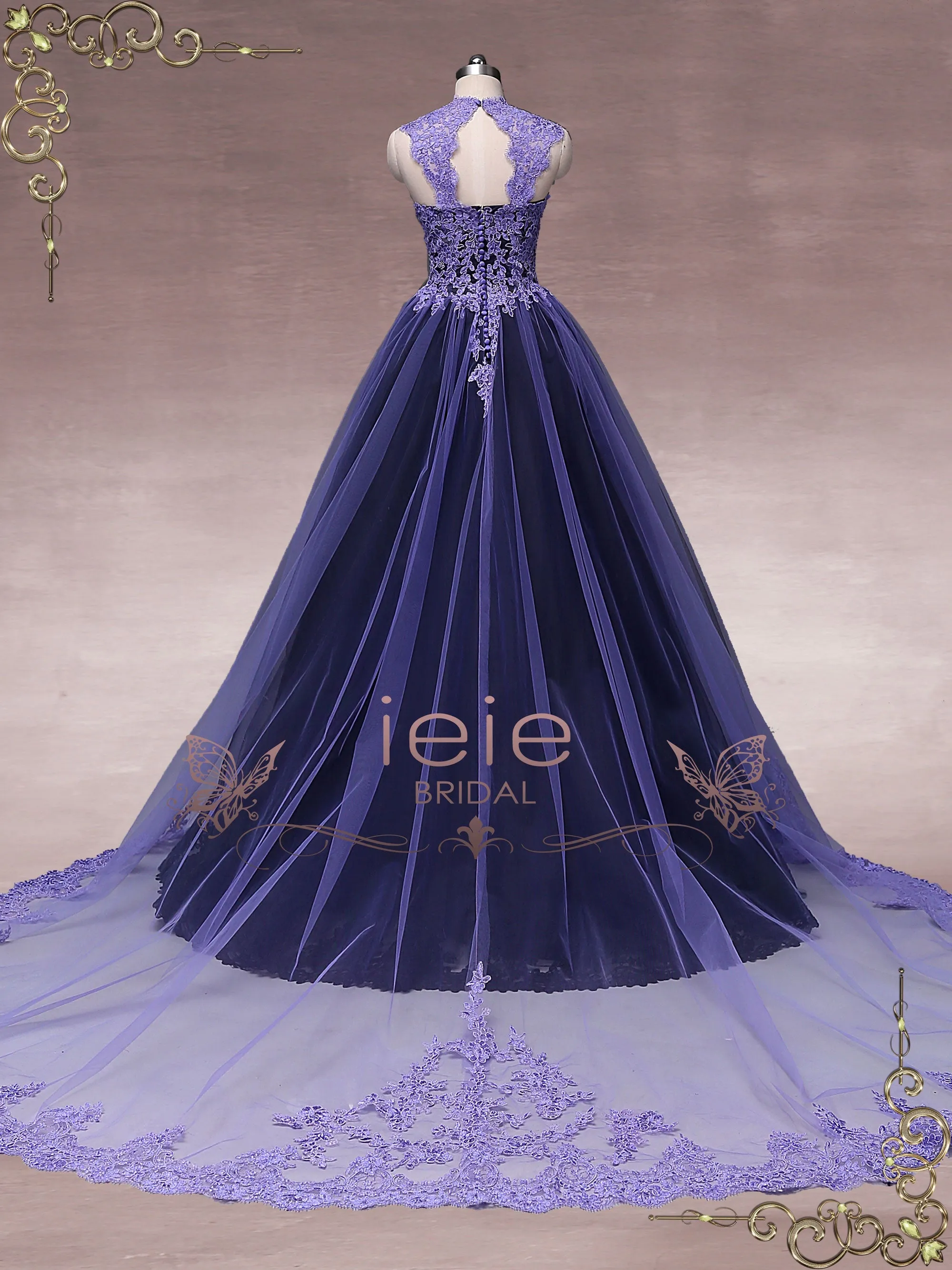 Ready to Wear Unique Purple Black Ball Gown Wedding Dress OCTOBER