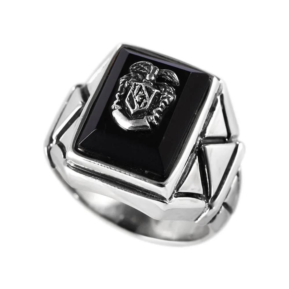Real Solid 925 Sterling Silver Black Agate Rings Rectangle Fashion Punk Jewelry Size 7-11