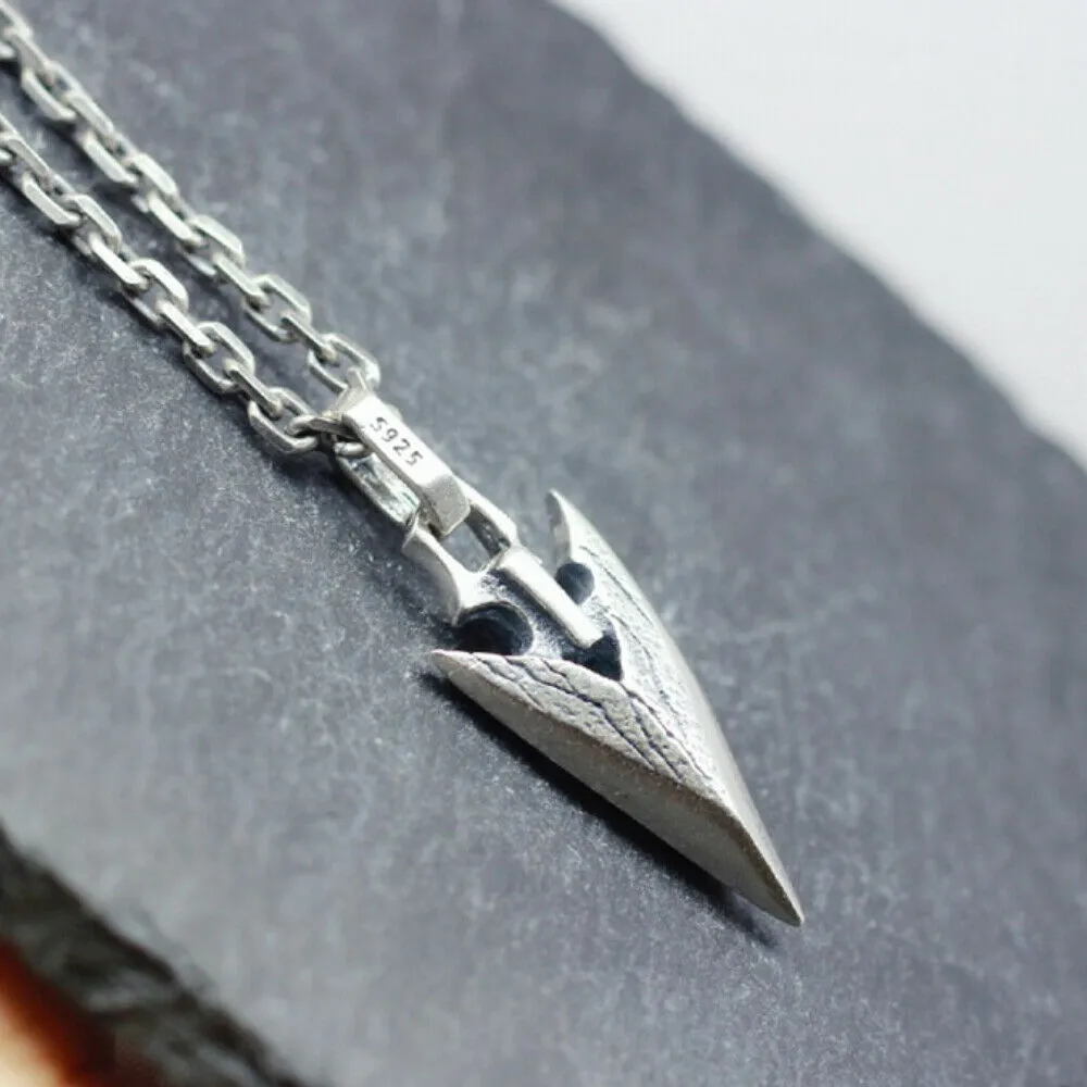 Real Solid 925 Sterling Silver Pendants Arrow Men Fashion Punk Jewelry