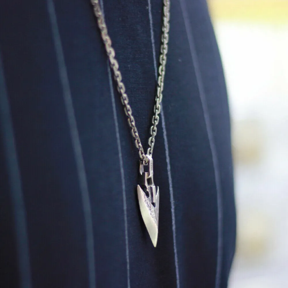 Real Solid 925 Sterling Silver Pendants Arrow Men Fashion Punk Jewelry