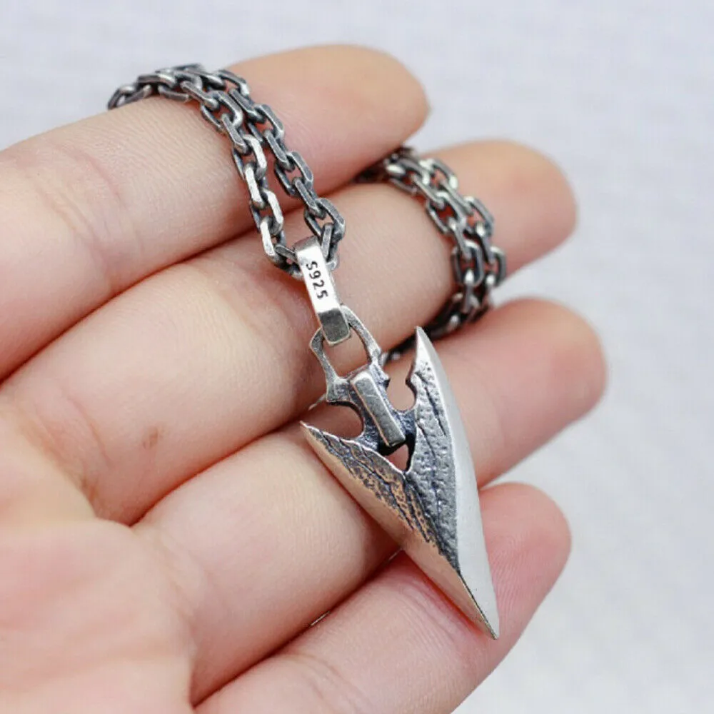 Real Solid 925 Sterling Silver Pendants Arrow Men Fashion Punk Jewelry