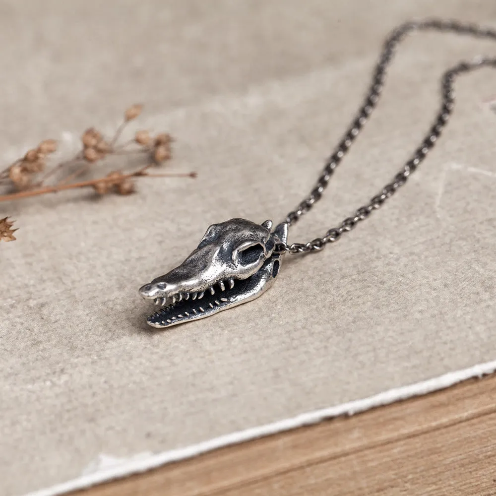 Real Solid 925 Sterling Silver Pendants Eagle Cheetah Rhinoceros Crocodile Animals Skull Gothic Punk Jewelry