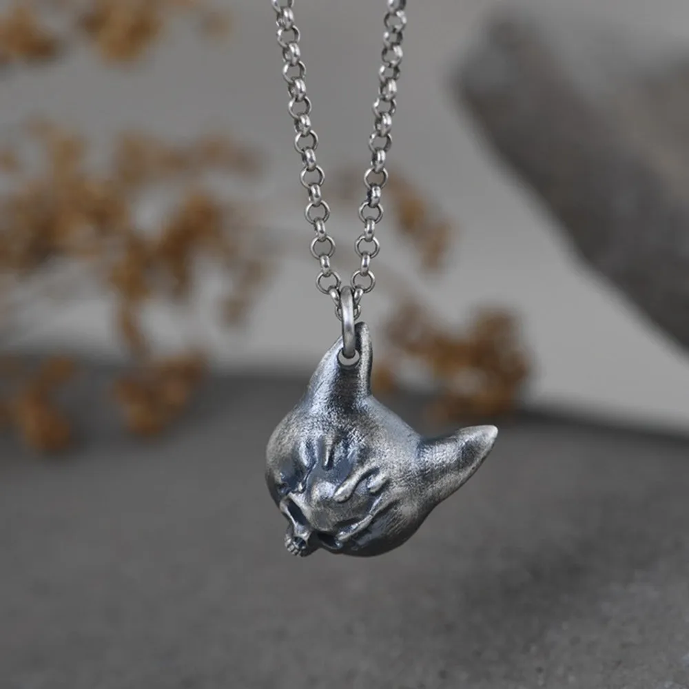 Real Solid 925 Sterling Silver Pendants Leopard Skull Animals Hiphop Jewelry
