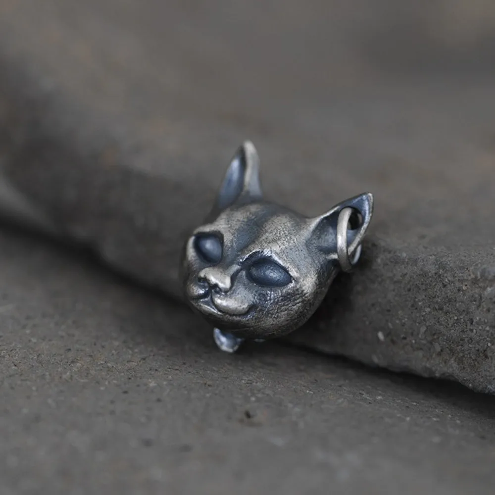 Real Solid 925 Sterling Silver Pendants Leopard Skull Animals Hiphop Jewelry