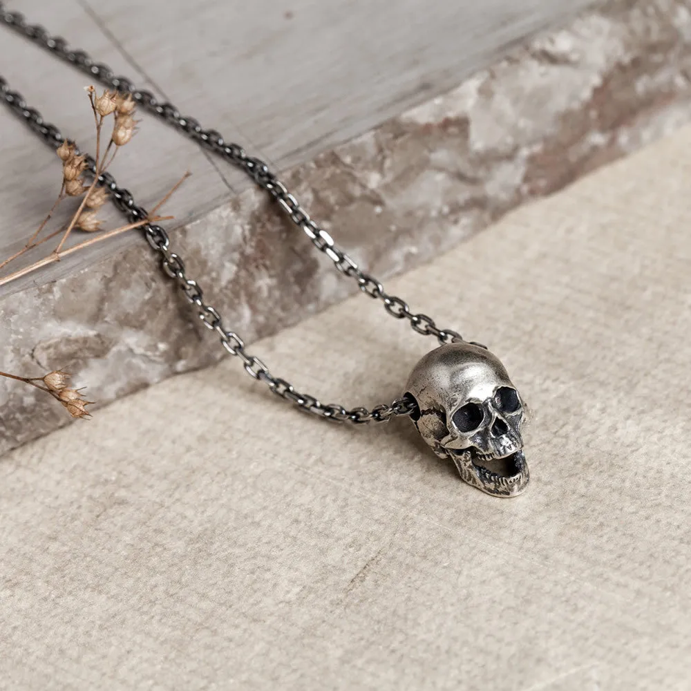 Real Solid 925 Sterling Silver Pendants Skulls Gothic Punk Jewelry Mouth Can Active