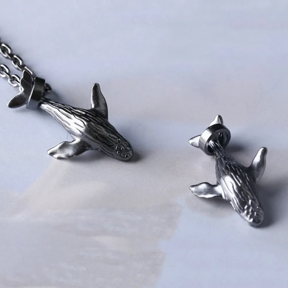 Real Solid 925 Sterling Silver Pendants Whale Animal Men Fashion Jewelry