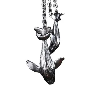 Real Solid 925 Sterling Silver Pendants Whale Animal Men Fashion Jewelry
