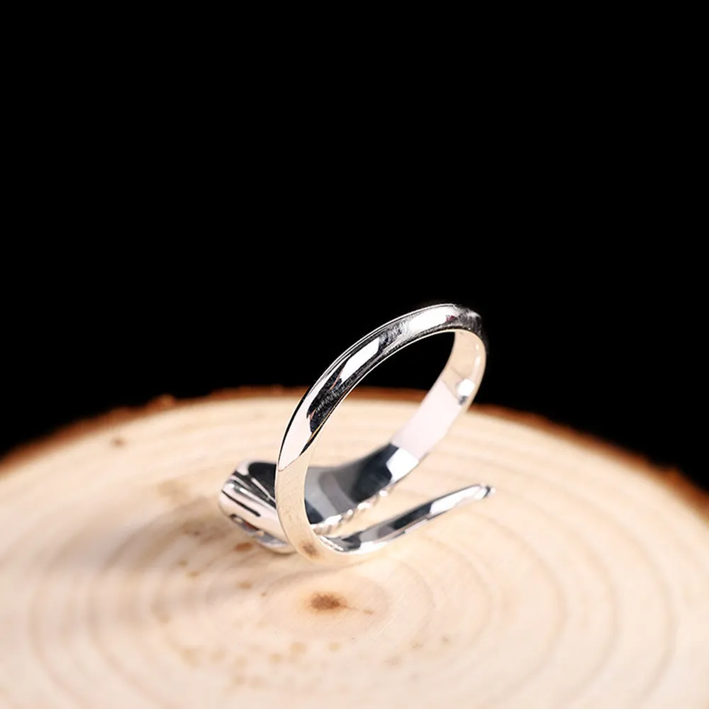 Real Solid 925 Sterling Silver Rings Animal Snake Fashion Punk Jewelry Open Size Adjustable