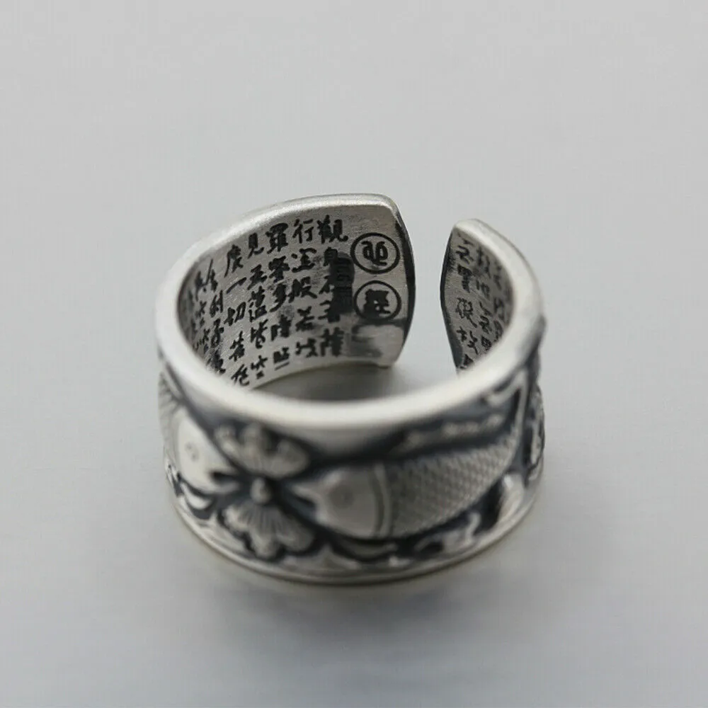 Real Solid 925 Sterling Silver Rings Animals Fish Lotus Wave Lection Fashion Jewelry Adjustable