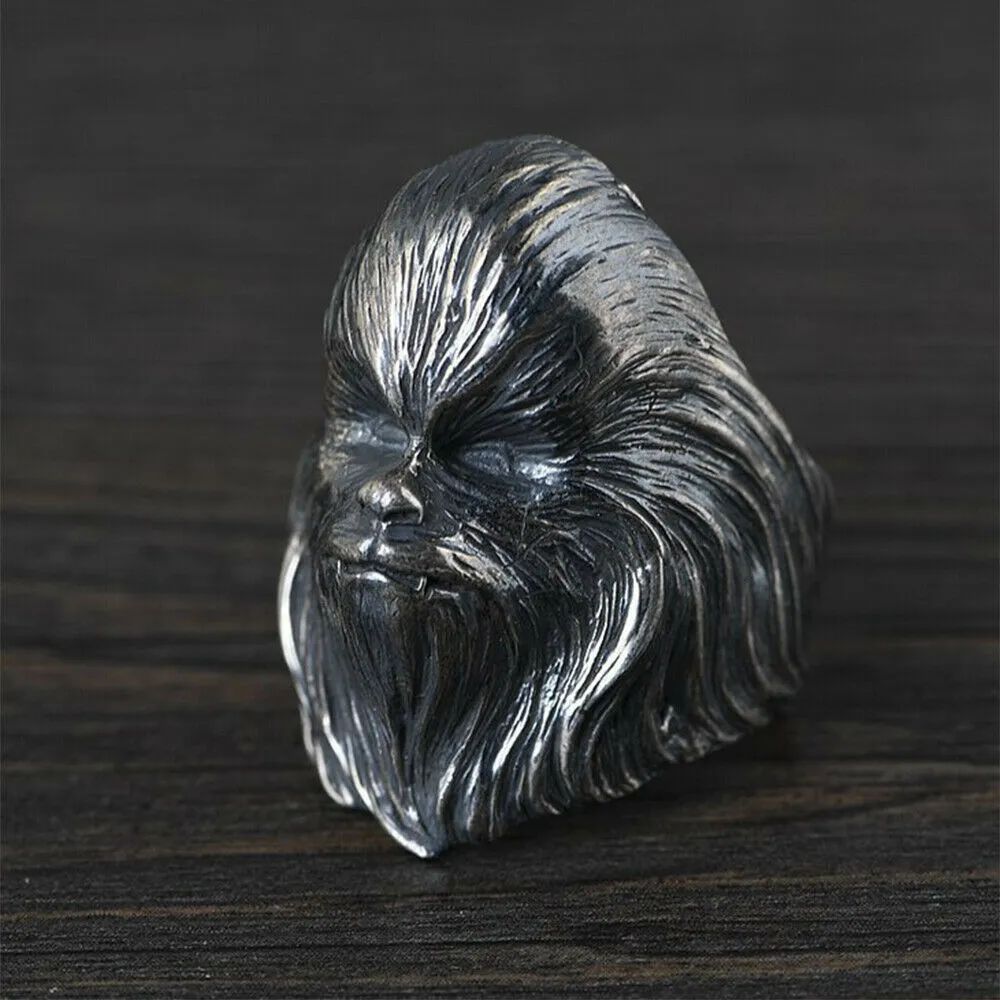 Real Solid 925 Sterling Silver Rings Apes Monkey Animals Fashion Gothic Punk Jewelry Size 9.5-12