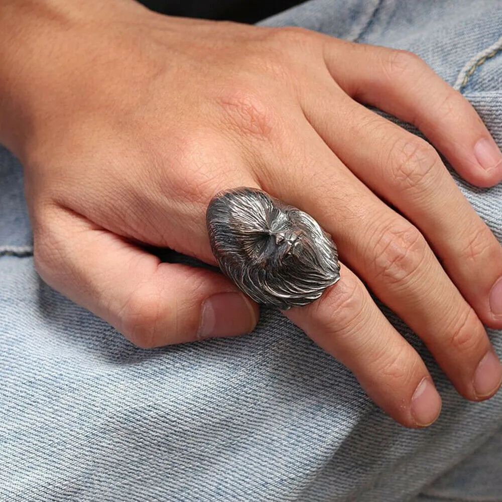 Real Solid 925 Sterling Silver Rings Apes Monkey Animals Fashion Gothic Punk Jewelry Size 9.5-12