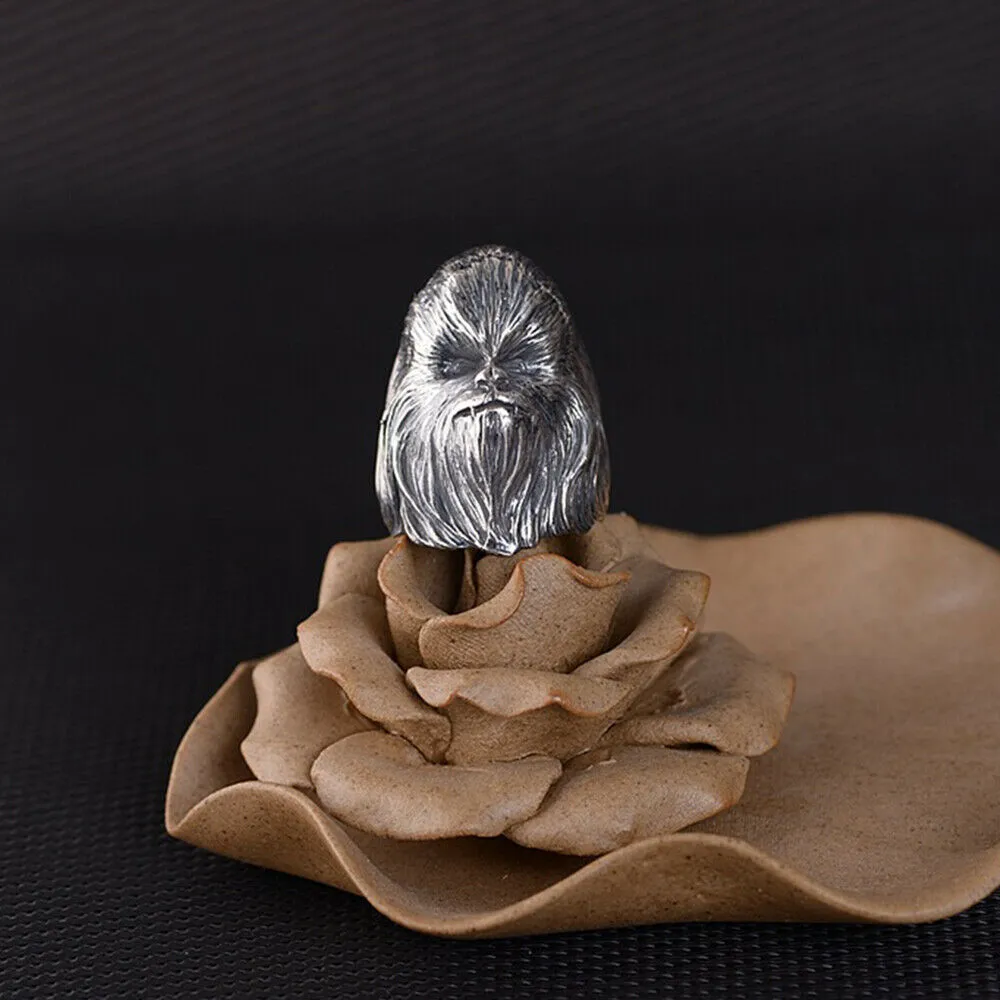 Real Solid 925 Sterling Silver Rings Apes Monkey Animals Fashion Gothic Punk Jewelry Size 9.5-12