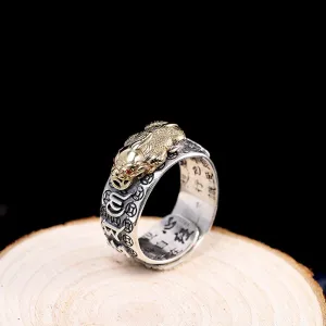 Real Solid 925 Sterling Silver Rings Auspicious Animas Om Mani Padme Hum Religions Fashion Punk Jewelry Open Size Adjustable