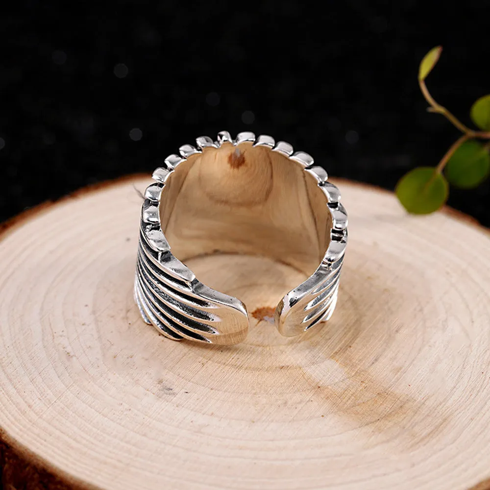Real Solid 925 Sterling Silver Rings Buddha Bodhisattva Fashion Punk Jewelry Open Size 8-11