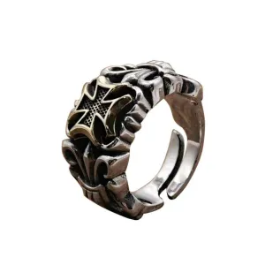 Real Solid 925 Sterling Silver Rings Cross Anchor Punk Gothic Jewelry Open Size 6-10