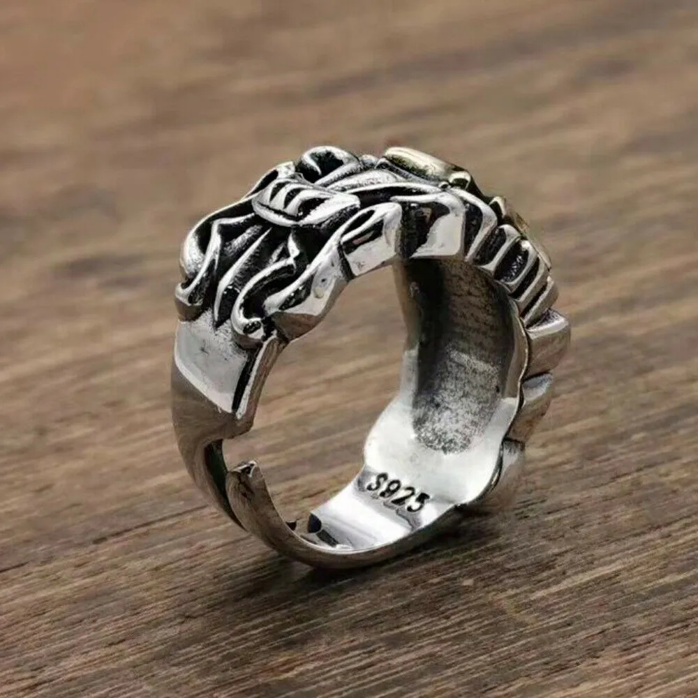 Real Solid 925 Sterling Silver Rings Cross Anchor Punk Gothic Jewelry Open Size 6-10